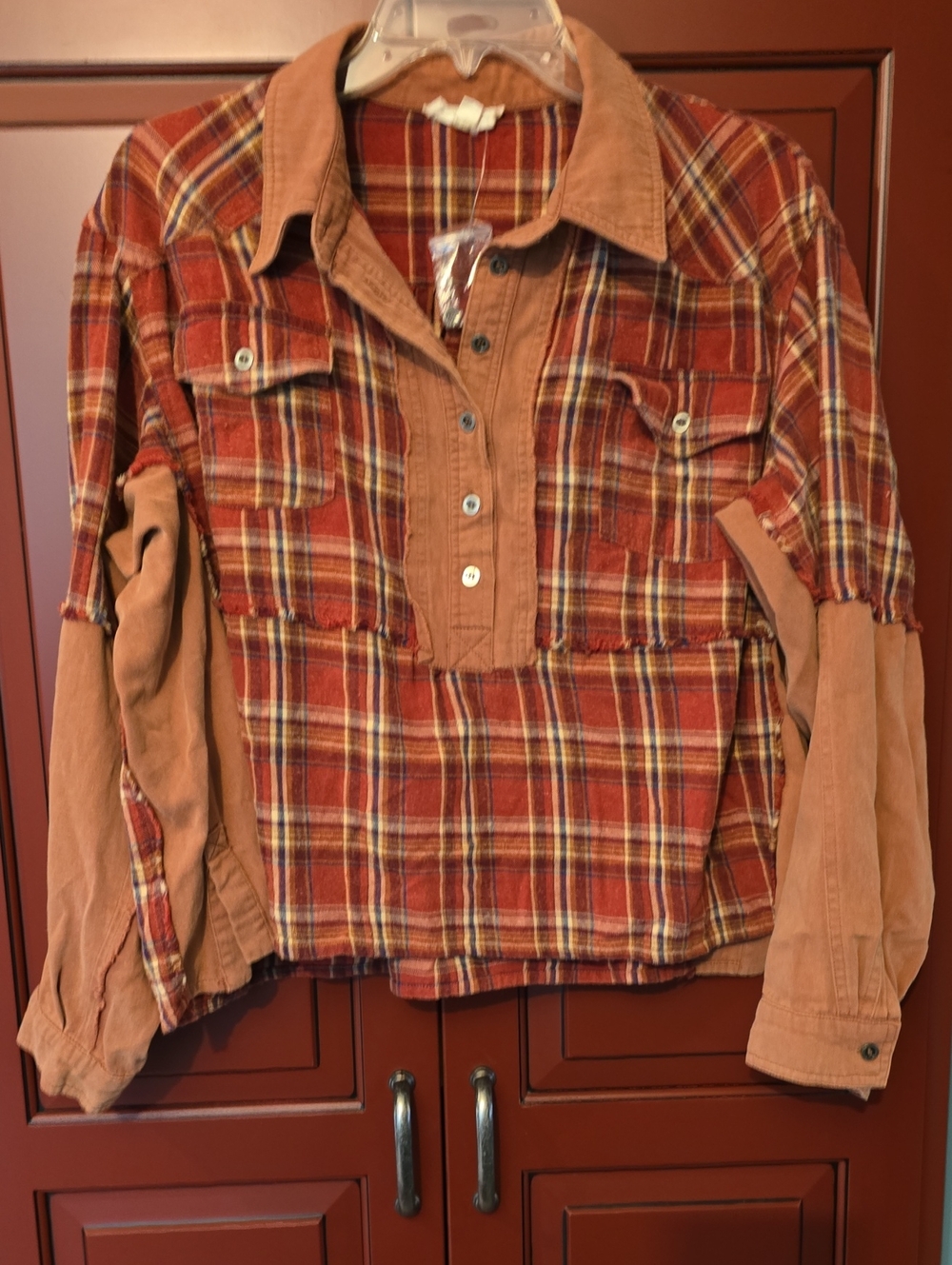 Rust Plaid Women's Pullover Jacket - Easel Sz Small
